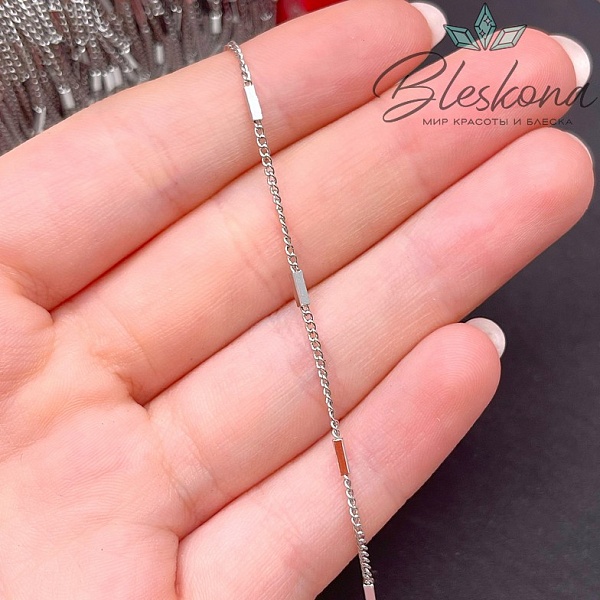 Цепь №155 цвет серебро, палочка 1,5*1,2 мм