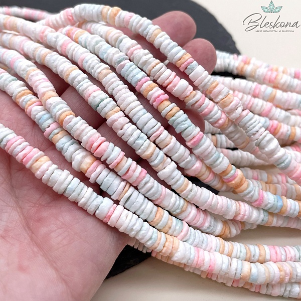 Диски из ракушек, микс 6*(1,5-2)мм