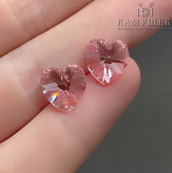 6202 Heart Pendant 10,3*10 мм Light Rose Aurore Boreale (AB)