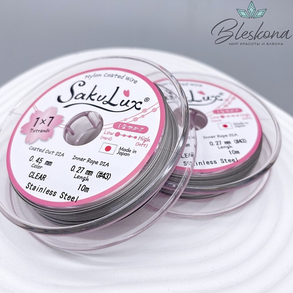 Тросик ювелирный SakuLux (Flexy7) 1*7 струн Серебро 0,45мм 10м